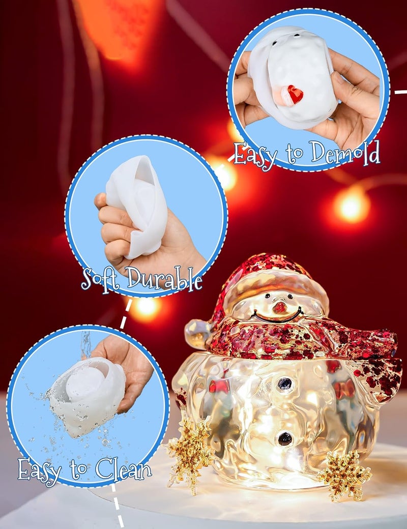 Dacies Jar Resin Molds with Lid Snowman Shape Silicone Mold for Epoxy Resin Casting Mould DIY Christmas Jewelry Storage Jars Candy Container Candle Box Flowerpot Making Cement Concrete Craft Molds Home Decor - Image 5